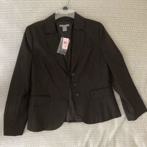 Ann Taylor chocolate brown pinstripe blazer